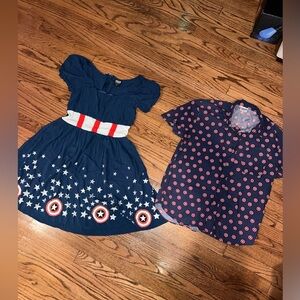 Captain America, his and hers shirt and dress Disney Cruise LOT